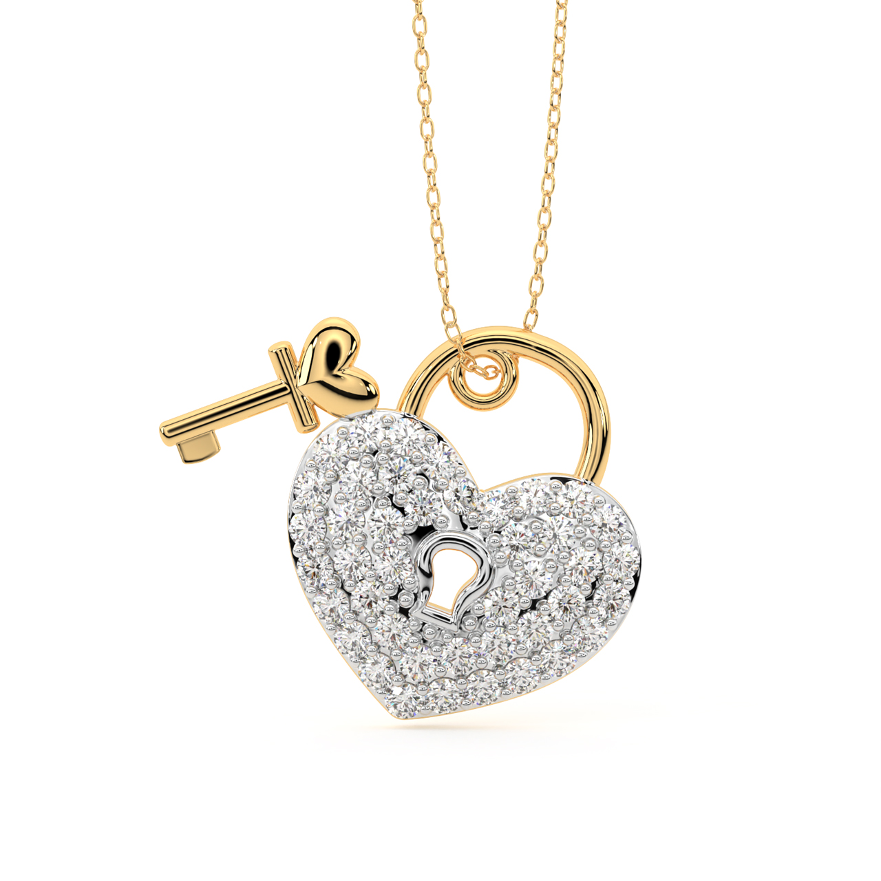 Heart Lock Diamond Pendant